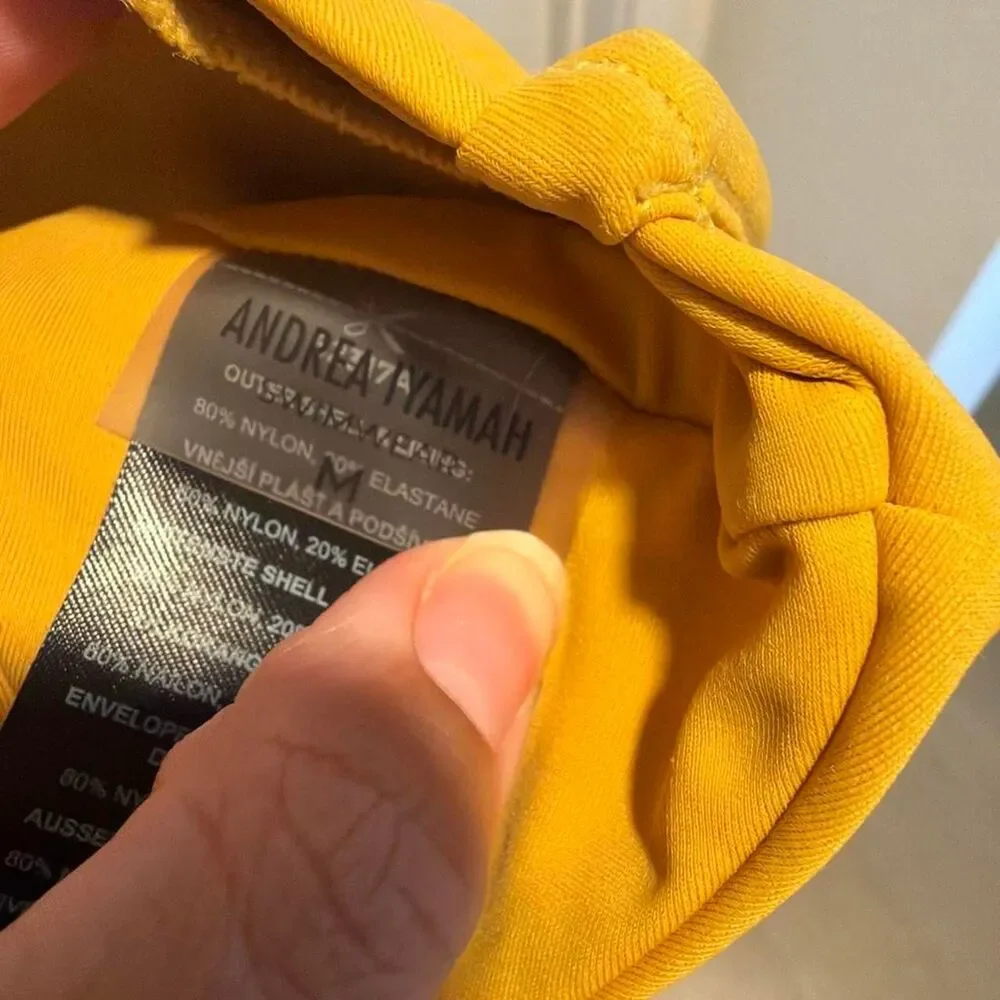 Andrea Iyamah Women's V-Wire Underwire Swim Top Bikini Bustier Mustard M